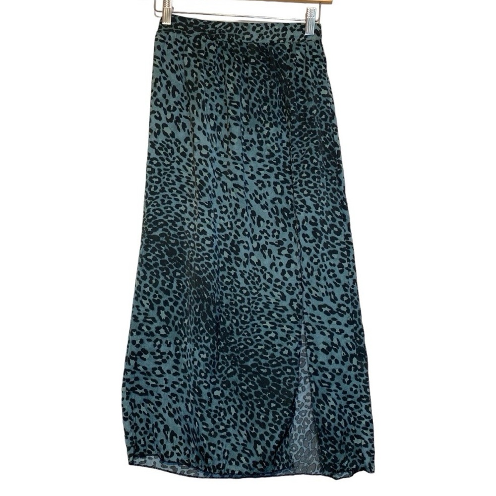 Elan Leopard Print Silky Midi Skirt